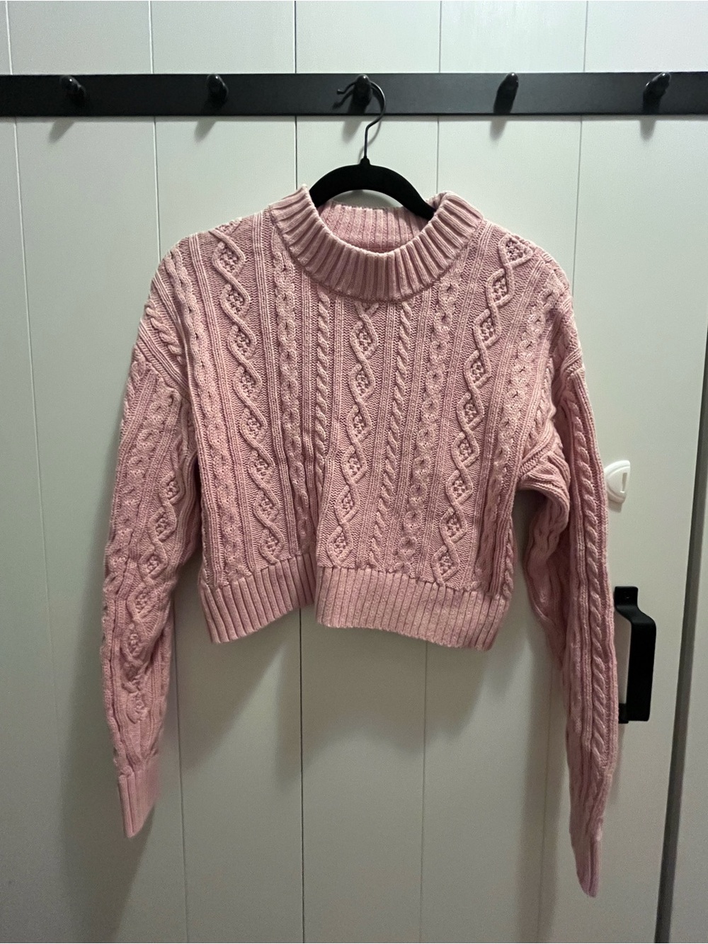 GAP Pink Cable Knit Mock Neck Sweater
